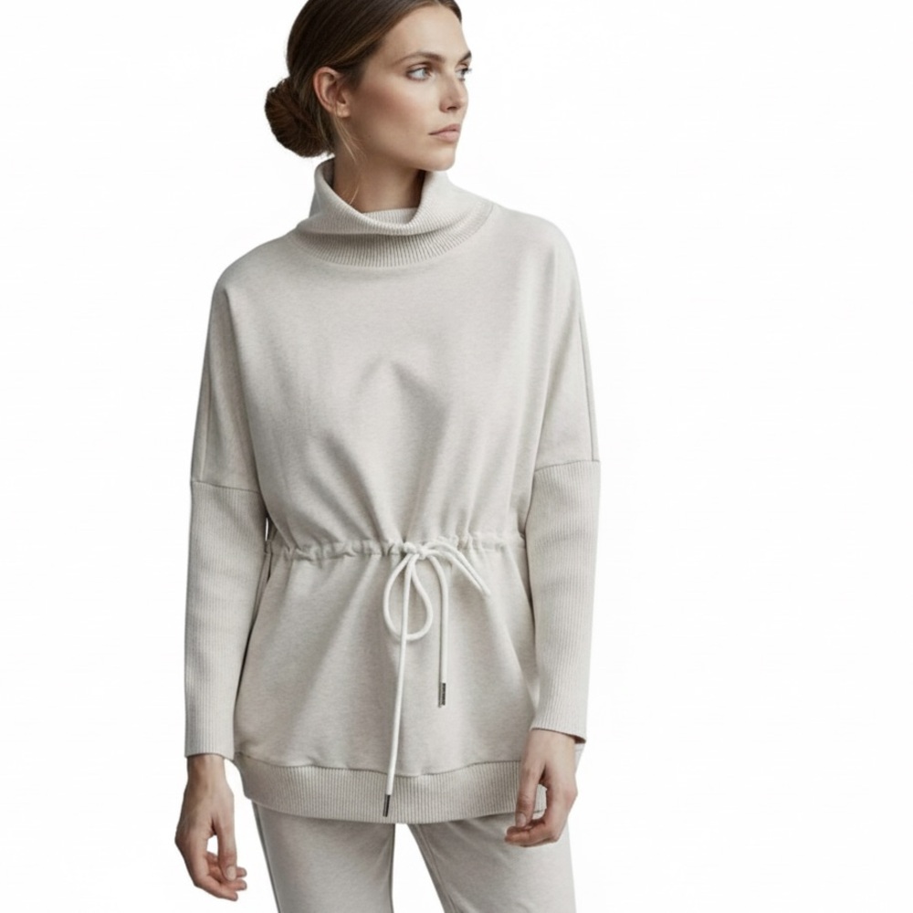 Varley Adelanie Pullover Ivory Cinched Waist with Tie size Small